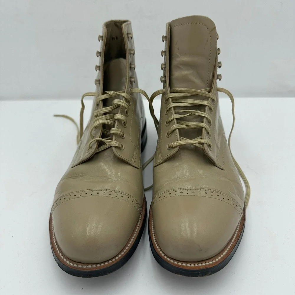 Stacy Adams Madison Tan Leather Cap Toe Goodyear Welted Boots Mens 8.5 D